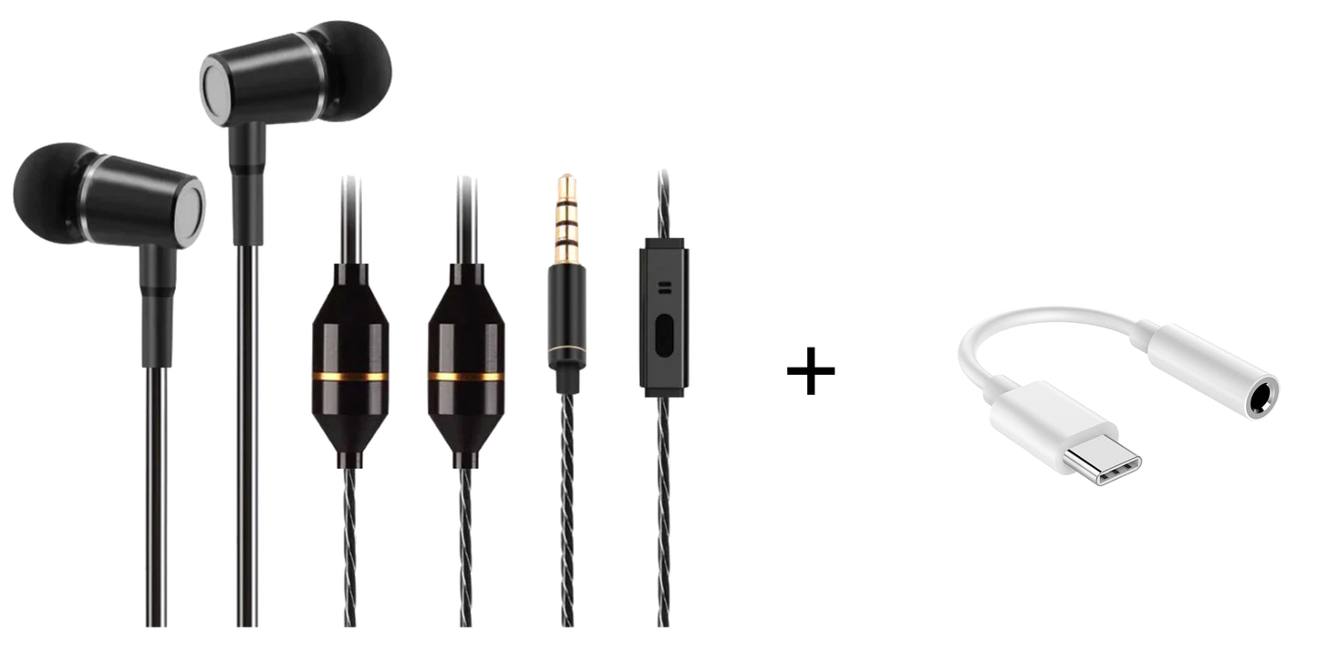 Écouteurs pneumatiques anti-ondes + adaptateur USB-C