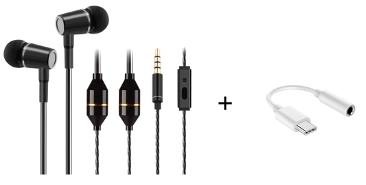 Écouteurs pneumatiques anti-ondes + adaptateur USB-C