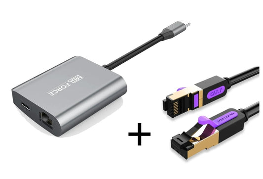 Adaptateur Internet filaire 1 Gbps USB-C 100W + câble de 3 m